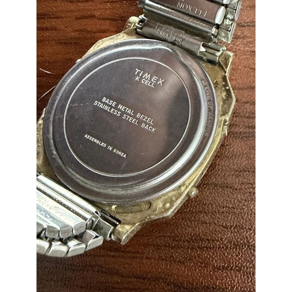 Vintage Timex K Cell Men Gold Tone Quartz Analog Digital Watch Untested Korea